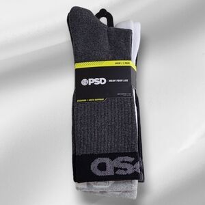 New Mens Psd ((3 Pair Pack)) Crew Socks